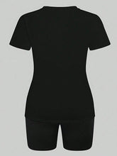 Summer Sports And Casual Style Colorful Bear Pattern Printed T-Shirt And Shorts Set